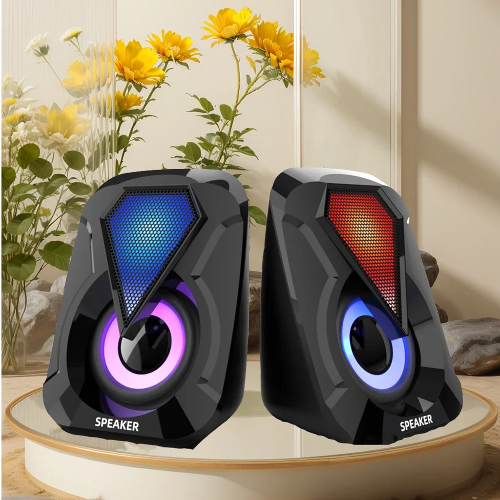 Computer Speakers with Subwoofer & LED Lighting – USB Wired SoundBox for PC, Laptop & Smartphone