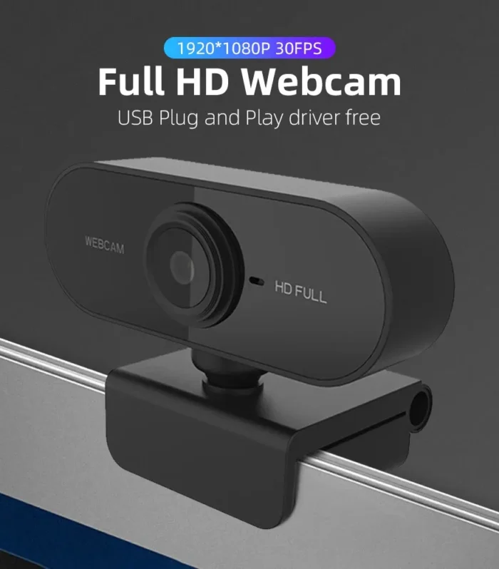 Full HD 1080p USB Webcam with Mic – Rotatable Mini Camera for Laptop & Desktop