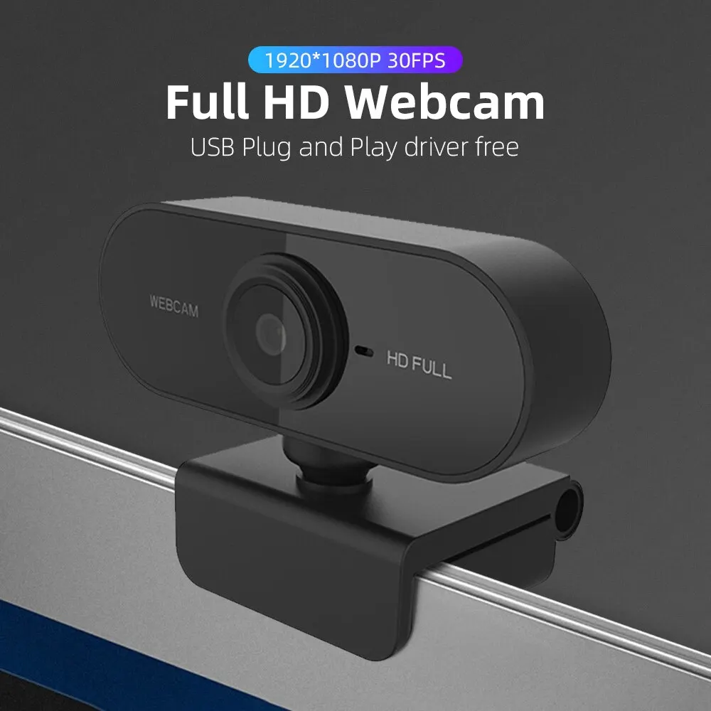 Full HD 1080p USB Webcam with Mic – Rotatable Mini Camera for Laptop & Desktop