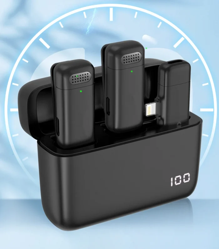 Wireless Lavalier Microphone with Charging Case – Portable for iPhone, Android & Notebook